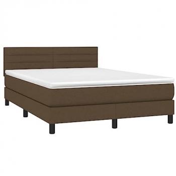 Colchón box spring con luces LED, tela marrón oscuro, 140x190 cm