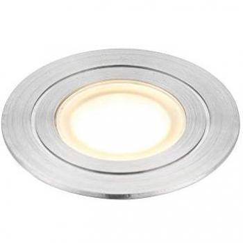 Downlight de acero inoxidable cepillado de grado marino Hayz con luz LED integrada, empotrada para exteriores, policarbonato, esmerilado, IP67