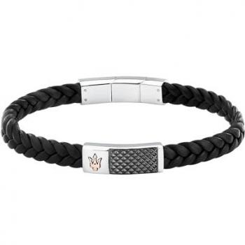 Pulsera de Hombre Maserati de Acero Inoxidable y Cuero Natural, Modelo JM424AVE26