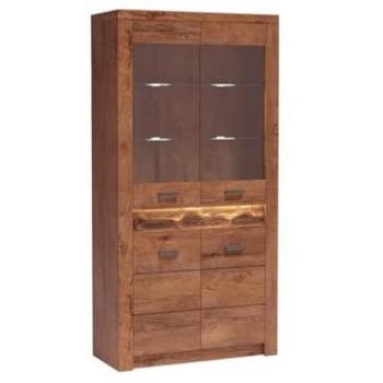 Vitrina Stanton C101 de Fresno con 4 puertas y LED, dimensiones 192 x 93 x 42 cm