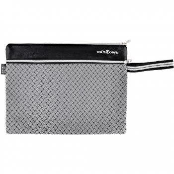 Sourcingmap 2 Espacio Tejido Estampado Cremallera Doble Documentos Bolsa De Papel - Gris Negro