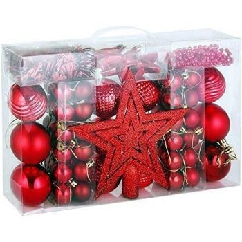 Adornos de Navidad Rojo 66Pcs