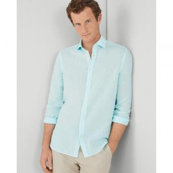 Camisa Garment Dye Linen turquesa de Hackett London para hombre
