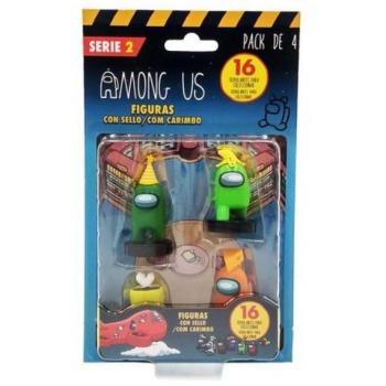 Among Us Series 2 Crewmates Pack de 4 Figuras con Accesorios y Sellos Bizak