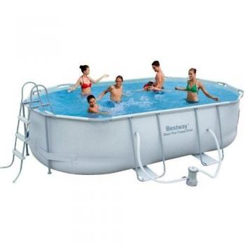 Piscina Ovalada Bestway Power Steel 488x305x107 cm con Bomba y Estructura Antirrustica