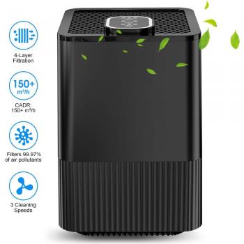 Purificador de aire con filtro HEPA real y ionizador,limpiador de aire compacto con filtración de 4 capas y función de temporizador, elimina polvo,humo,bacterias,caspa de mascotas, alérgico alérgico