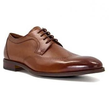 Dune Tan Leather Oxford Derby Shoes for Men, Size UK 9