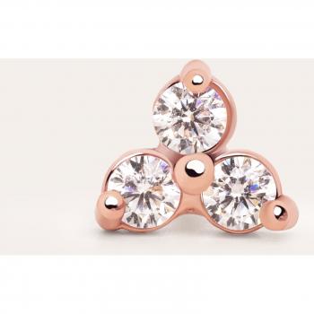 Pendiente Suelto Singularu Trébol - Pendiente en Plata de Ley 925 con Acabado Baño de Oro Rosa de 18 Kt. y Circonitas - Cierre Tuerca a Presión - Joyas para