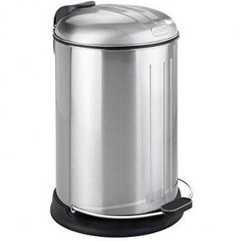 WENKO Cubo con pedal Lagun - dispositivo automático de descenso Capacidad: 12 l, Acero inoxidable, 28 x 43.5 x 33 cm, Satinado