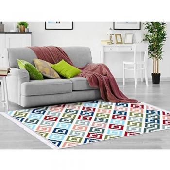 Homemania AKC-BIL-647 - Alfombra Estampada Rhombus 1 impresión, Moderna, Multicolor de Tela, 160 x 230 cm