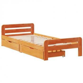 Estructura de cama sin colchón madera maciza marrón 90x190 cm