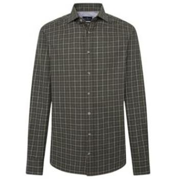 Camisa de Hombre Tailored Fit de Cuadros Ventana Verde Cepillada Hackett