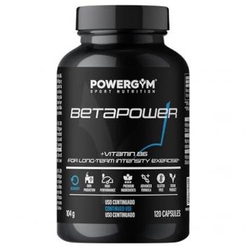 POWERGYM Betapower 120 Cápsulas - Precursor de la Carnosina con Beta-Alanina y Vitamina B6 para Prolongar el Tiempo de Ejercicio y Neutralizar los Efectos del Ácido Láct