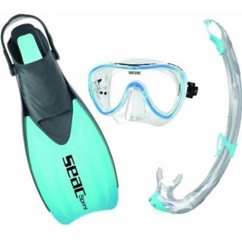 Seac Sprint - Set máscara, aletas y tubo, unisex, color azul, talla 42-44