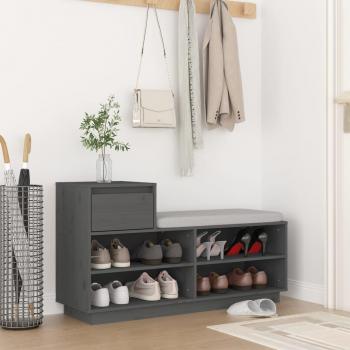 Zapatero gris de madera maciza de pino 110x34x61 cm