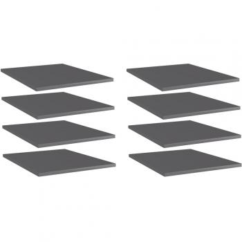 vidaXL Bookshelf Boards 8 pcs High Gloss Grey 40x50x1.5 cm Engineered Wood