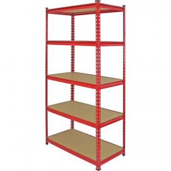 10 Estanterías Z-Rax Rojas de Acero 90cm x 45cm x 183cm con Martillo Gratis