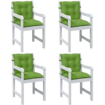 Cojines de Silla con Respaldo Bajo 4 Piezas Tela Verde Mélange 100x50x7 cm