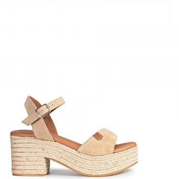 Sandalias de Cuña Popa Arale en Serraje Beige