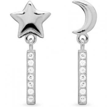 Pendientes de plata de ley Luxenter Nelan Essential con circonita brillante y baño de rodio