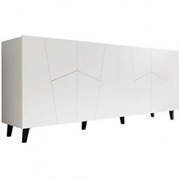 Aparador Charlotte 180 Blanco y Negro, MDF y Aglomerado Laminado, 4 Puertas, 201 x 83 x 42 cm