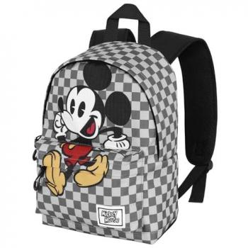 Mochila Pequeña Mickey Mouse Move, dimensiones 14x23x34 cm, color gris, capacidad 12 L