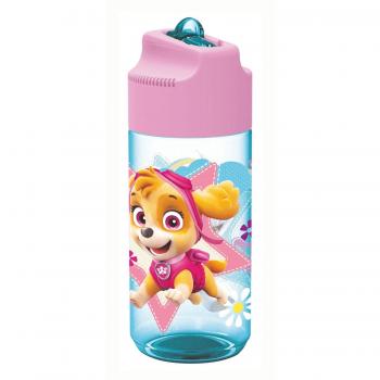 Botella Paw Patrol con Pajita 430 ml, Niñas, Diseño Transparente, BPA y Ftalatos Libres