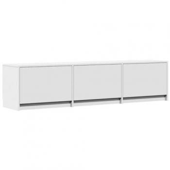 Mueble de TV con LED madera de ingeniería blanco 165x34x40 cm, Soporte de TV, aparador de TV, Mueble HiFi, Banco de TV, Armario de TV