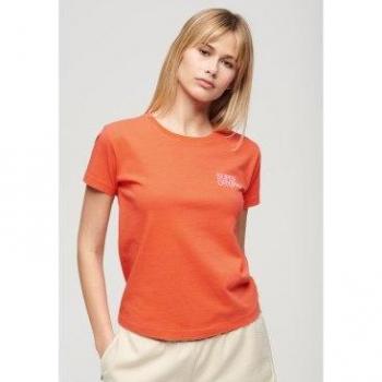 Camiseta entallada Superdry Sportswear Logo para mujer, manga corta, color naranja