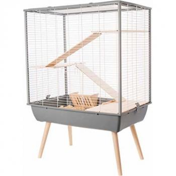ZOLUX Neo Cosy H80 - Jaula para grandes roedores - Gris, dimensiones 78 cm, material madera, metal y plástico