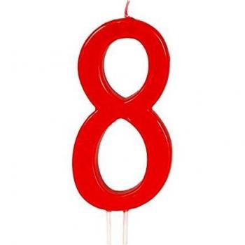 Vela Decorativa Roja Número 8 de 12 Centímetros