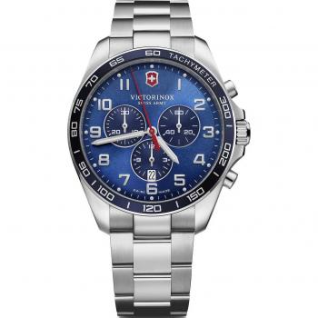 Victorinox FieldForce Classic Chronograph Men's Watch - 42mm, Swiss Made, Stainless Steel, Blue Dial, 100M Water Resistant