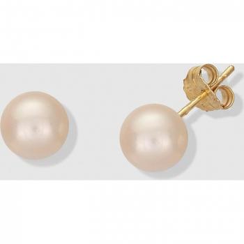 Pendientes de oro con perla blanca y detalle de diamantes, exclusivos en El Corte Inglés