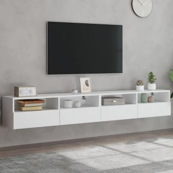 Mueble de TV de pared vidaXL 2 uds madera ingeniería blanco 100x30x30 cm