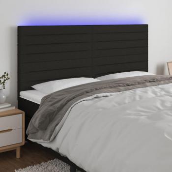 Cabecero moderno con luces LED tela negro 200x5x118/128 cm