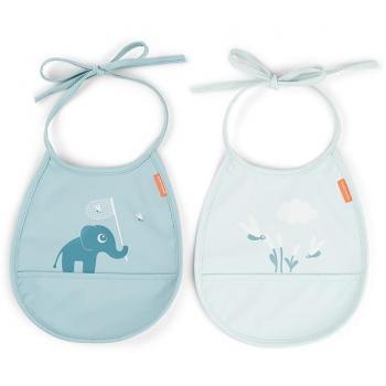 Set 2 Baberos Impermeables Done By Deer Elphee con Bolsillo Azul