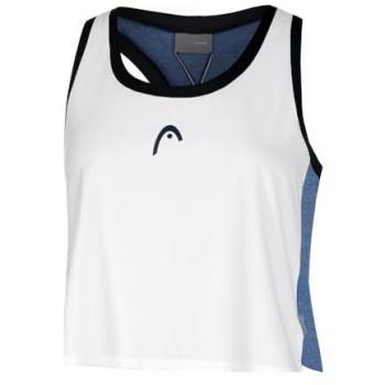 Top Deportivo Crop Head Play para Mujeres - Blanco y Azul Oscuro