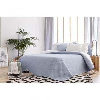 Colcha Boutí Fina Rombos Azul Claro 100% Microfibra Extra Suave para Cama 80/90 - 180x260cm, Multiusos Primavera-Verano-Otoño-Invierno