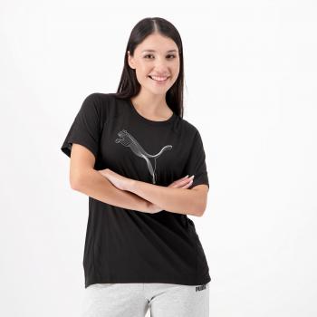 Camiseta de Manga Corta Puma Evostripe Negra para Mujer Talla S