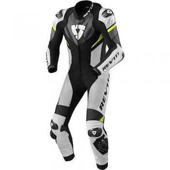 REV'IT! Mono de Cuero Piece Suit Hyperspeed 2 Negro-Gris - Traje de cuero de motocicleta de 1 pieza, color negro y gris, talla 50