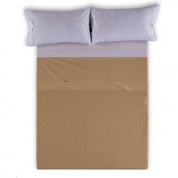 ESTELA - Sábana encimera Combi Liso 200 Hilos algodón Peinado, Color Piedra - Cama de 90 cm. - 100% Algodón - 200 Hilos