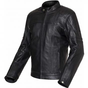 Chaqueta de moto de cuero estilo vintage negra Cronos