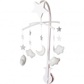 Vertbaudet Mobile Musical nubes y luna, algodón, Gri /blanc, Talla única