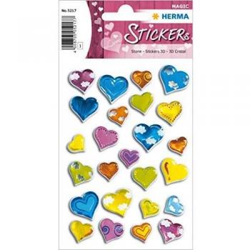Etiquetas Autoadhesivas Herma Magic Corazones de Colores - 25 Piezas en Hoja Stone