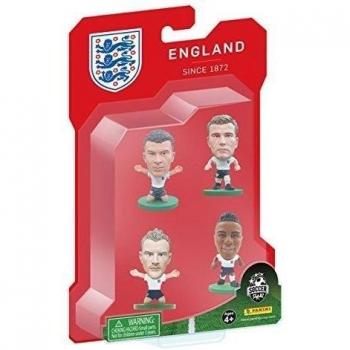 SoccerStarz 402934 England EURO 4 Player Blister Pack A Featuring Dele Alli/Eric Dier/Jamie Vardy and Raheem Sterling in Home Kit Figure by SoccerStarz