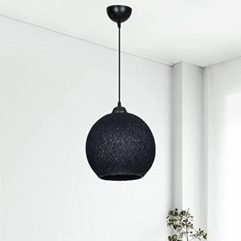 Lámpara colgante Lisburn 1 x E27 20W metal y cuerda de yute negra 22 x 22 cm