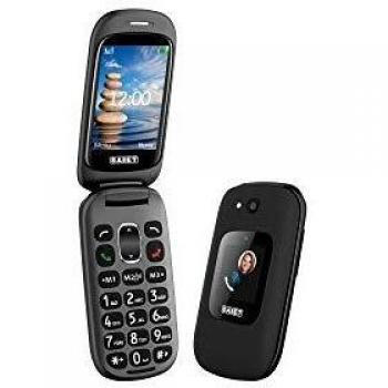 Saiet PRIME Teléfono Celular para Personas Mayores 2.8 Pantalla Doble, Bluetooth, Radio FM, Negro