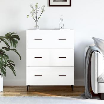 Aparador de madera multicapa blanco pulido 69,5x34x90 cm