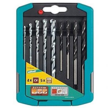 Wolfcraft 7116000 - Surtido de brocas combinado, compuesto de 9 brocas: