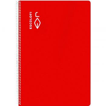Cuaderno A5 Espiral 50 Hojas 70g/m² Pauta 2,5cm con Margen Tapa Dura Rojo